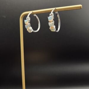 Ethiopian Opal Sterling Silver Hoop Earrings